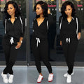 Track Suits for Women Set - Casual 2 Piece Outfits Sweatsuit Pocket Hoodies Long Sleeve with Patchwork Pants Set