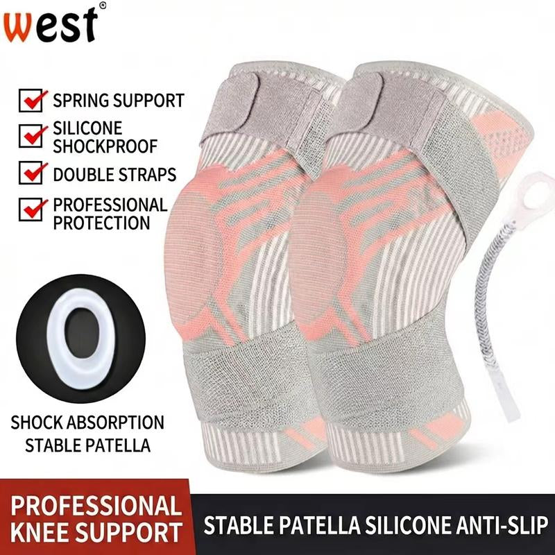 Sports Protective Gear Sports Knee Brace with Side Spring Stabilizers & Patella Gel Pads - Anti-Slip Adjustable Compression Sleeve for Meniscus Tear, Arthritis, Running, & Gym