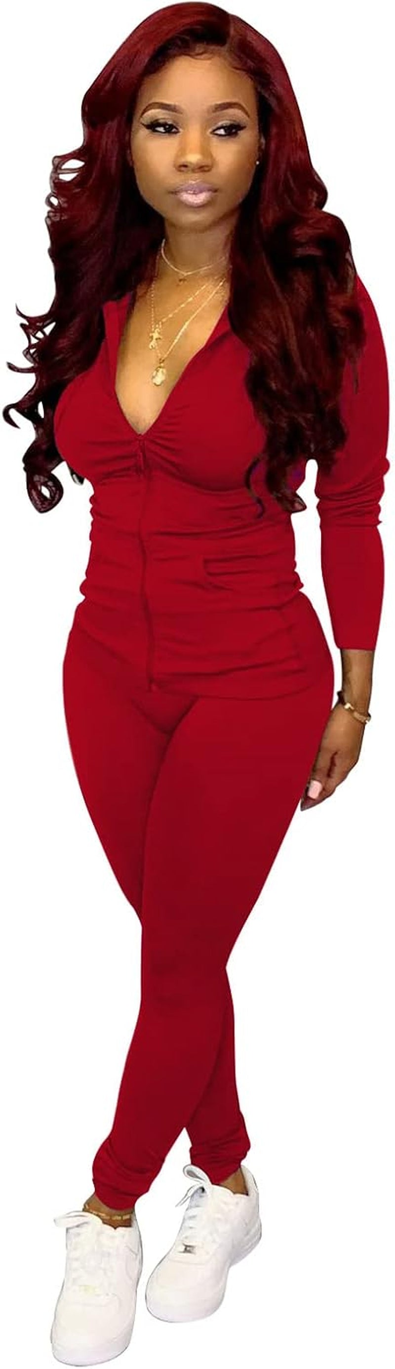 Womens Sweatsuit Set Two Piece Outfits Top + Skinny Long Pants Tracksuits Jogging Suits Jumpsuits