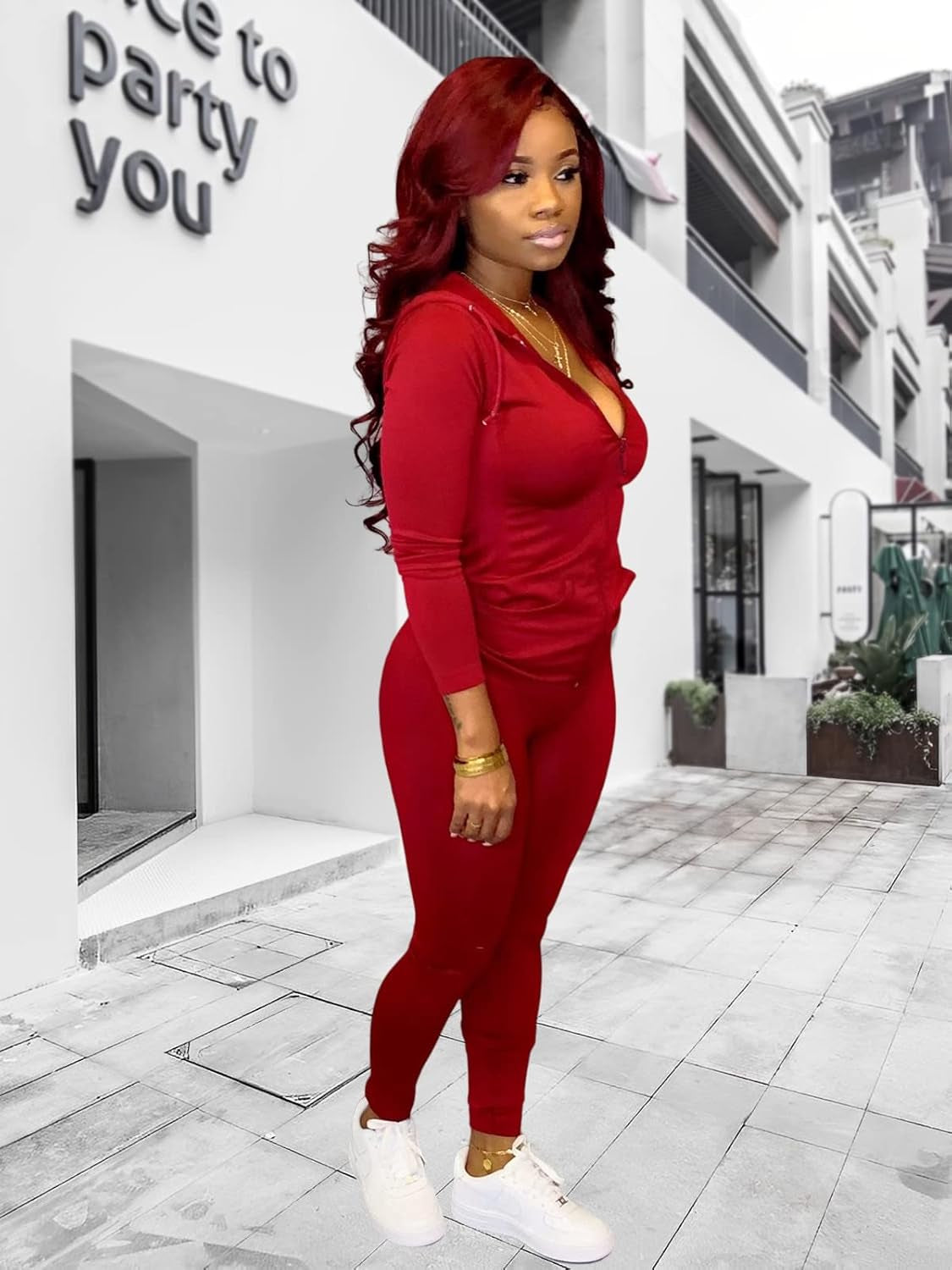 Womens Sweatsuit Set Two Piece Outfits Top + Skinny Long Pants Tracksuits Jogging Suits Jumpsuits