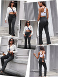 Womens Bootcut Yoga Pants with Pockets Flare Workout Legging High Waist Lightweight Bottoms Activewear Green M