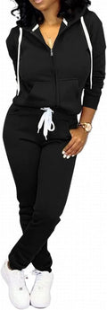 Track Suits for Women Set - Casual 2 Piece Outfits Sweatsuit Pocket Hoodies Long Sleeve with Patchwork Pants Set