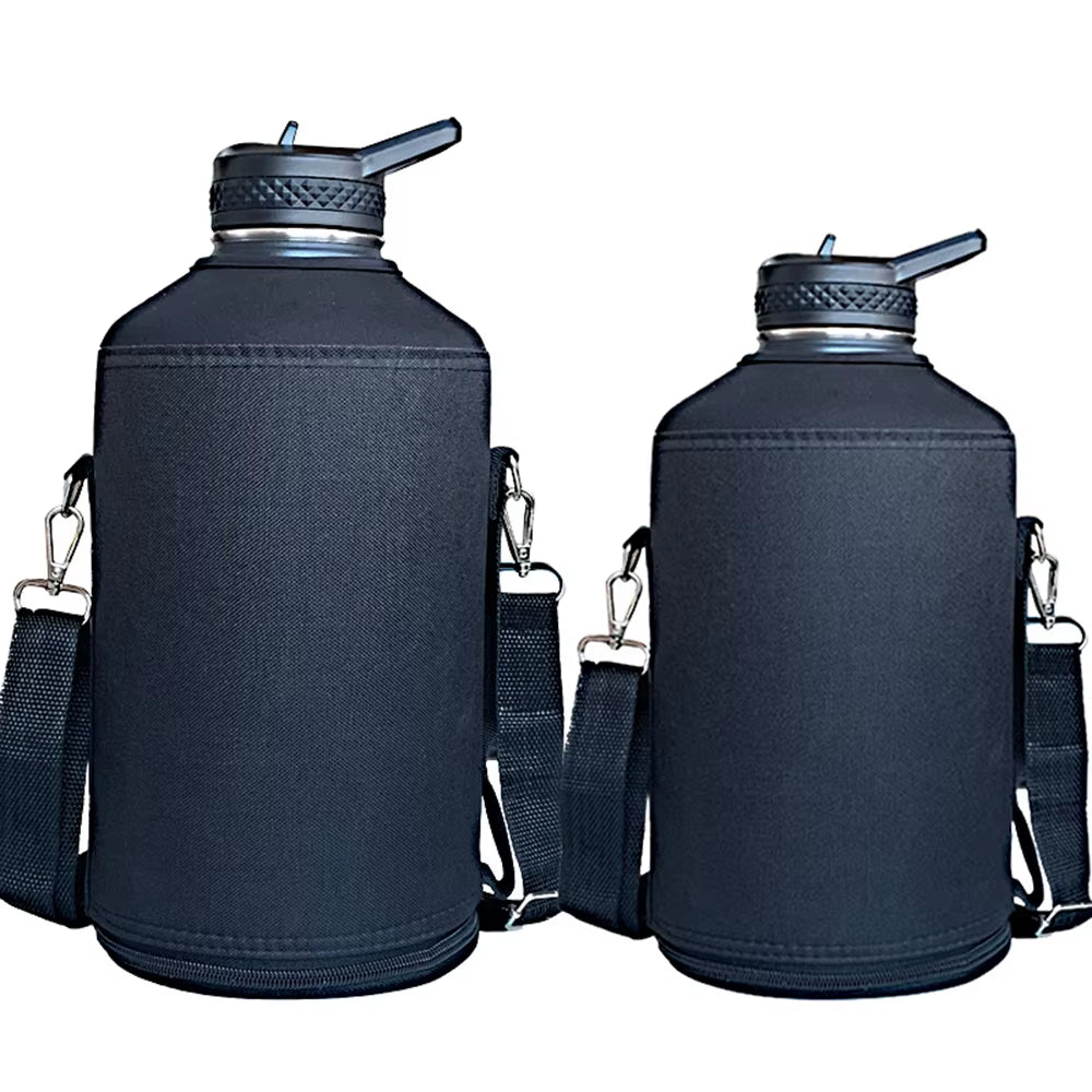64Oz 128Oz Sports Water Bottle Holder Bag with Shoulder Strap Pouch Portable Thermal Vacuum Mug Sleeve Protective Cover Carrier