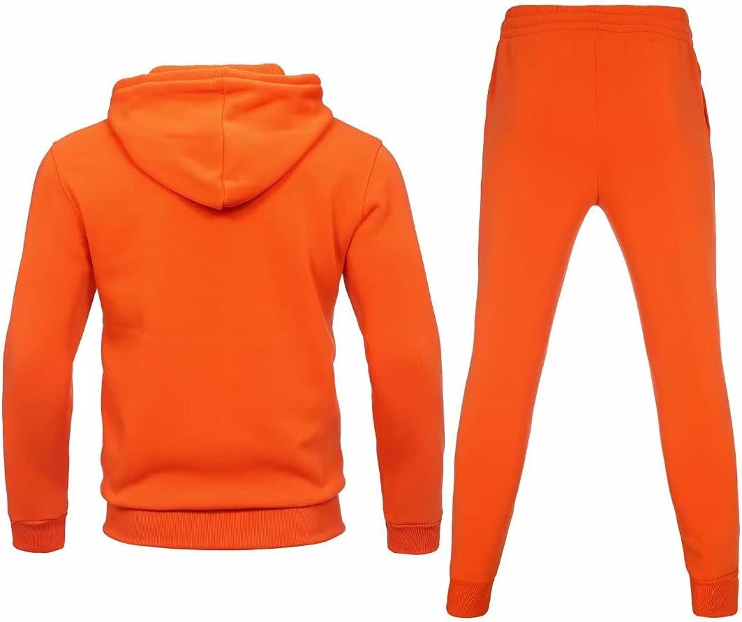 Men'S Hoodie Sweatsuit Full-Zip Thick Fleece Track Suits Casual Jogger Set Outdoor Sportswear