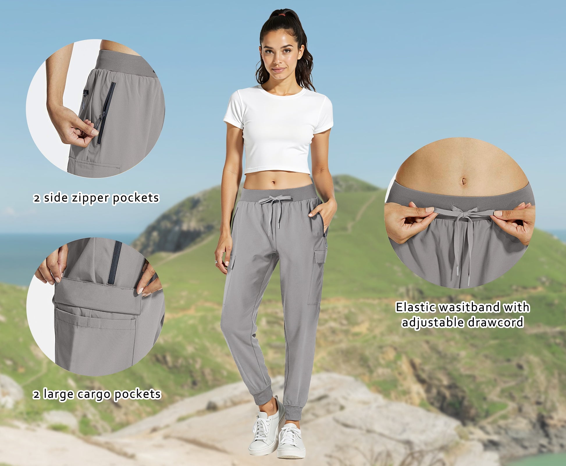 Women Cargo Hiking Pants Lightweight Joggers Women Workout Pants Outdoor Quick Dry Lounge Trousers