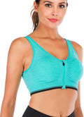 5PCS Women'S Zip Front Sports Bra Post-Surgery Bra Zipper Front Wirefree Removable Pads Yoga Bra Racerback Workout Bras