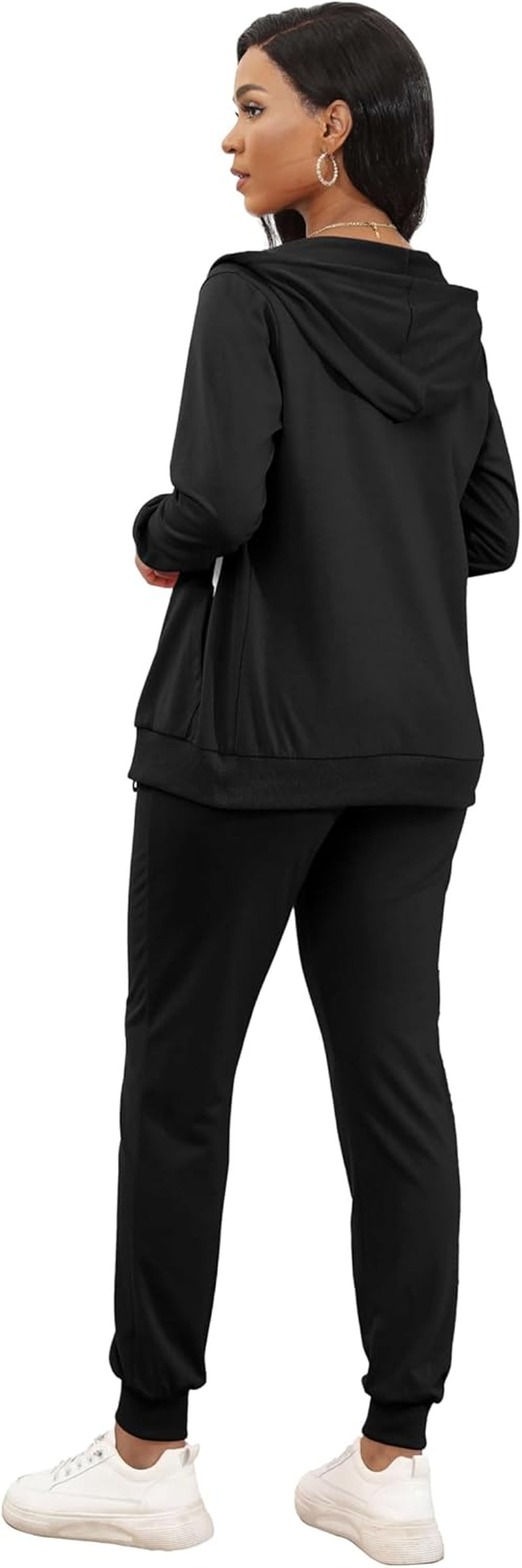 Track Suits for Women Set - Casual 2 Piece Outfits Sweatsuit Pocket Hoodies Long Sleeve with Patchwork Pants Set