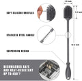 Silicone Bottle Cleaning Brush with Long Handle, 12.5