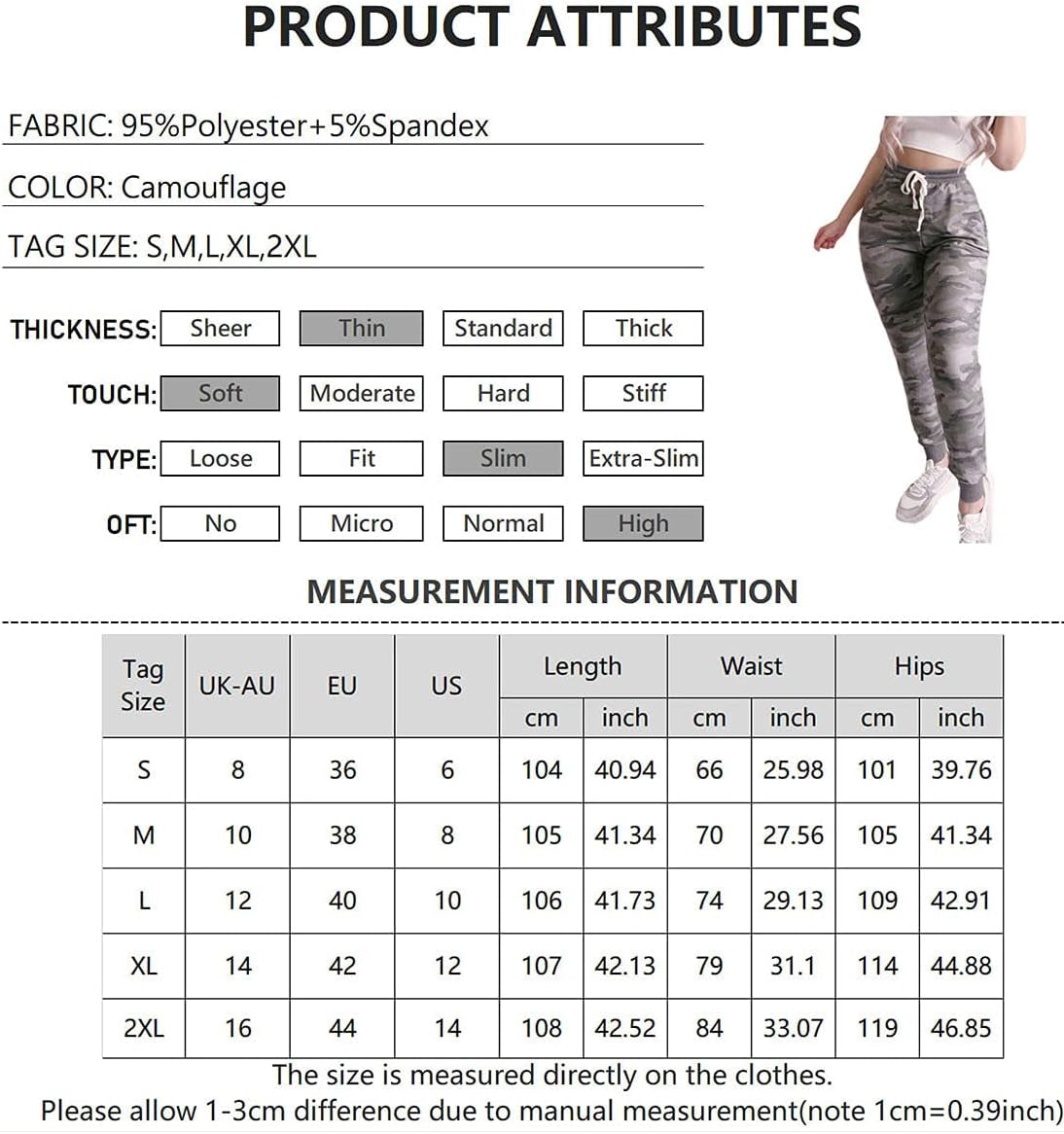 Women’S Jogger Pants, Camo High Waist Activewear Sweatpants