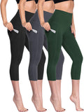 Women'S Tummy Control High Waist Capri Running Leggings Yoga Pants with Pocket