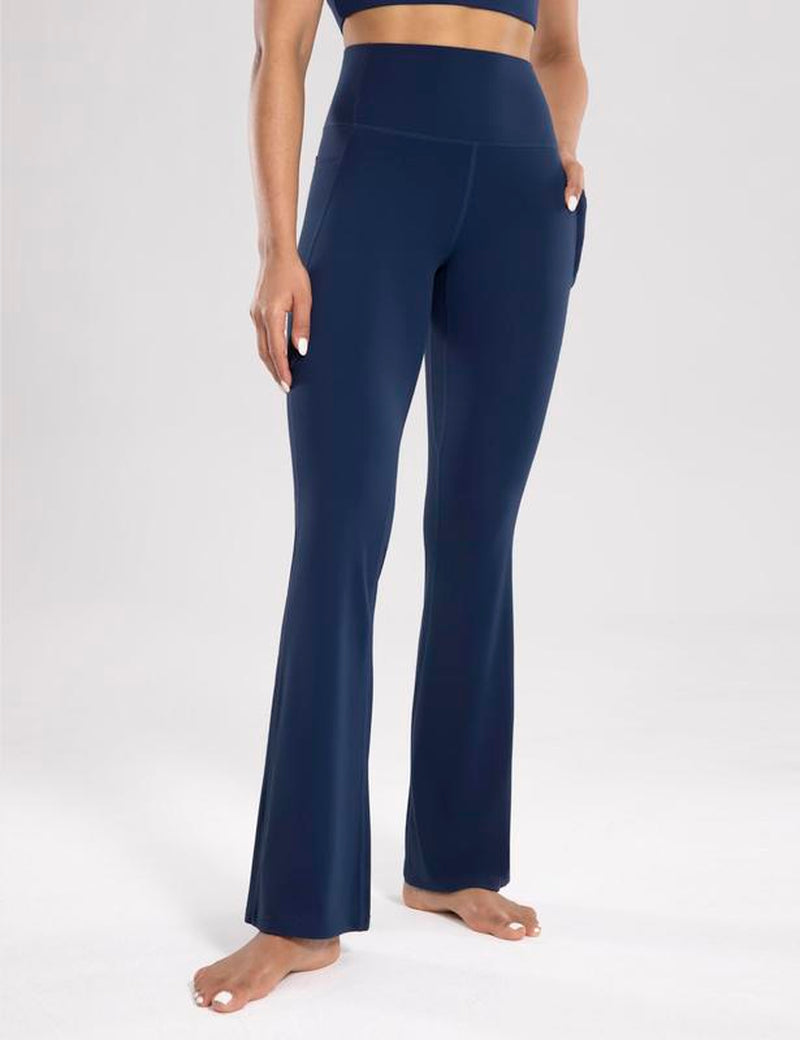 ENERBLOOM Women'S Workout Flare Yoga Pants with Pockets High Waisted Bootcut Leggings Tummy Control 30''