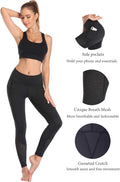Womens Workout Leggings for Women with Pockets plus Size Gym High Waist Capri Yoga Pants Women with Mesh Cut Out