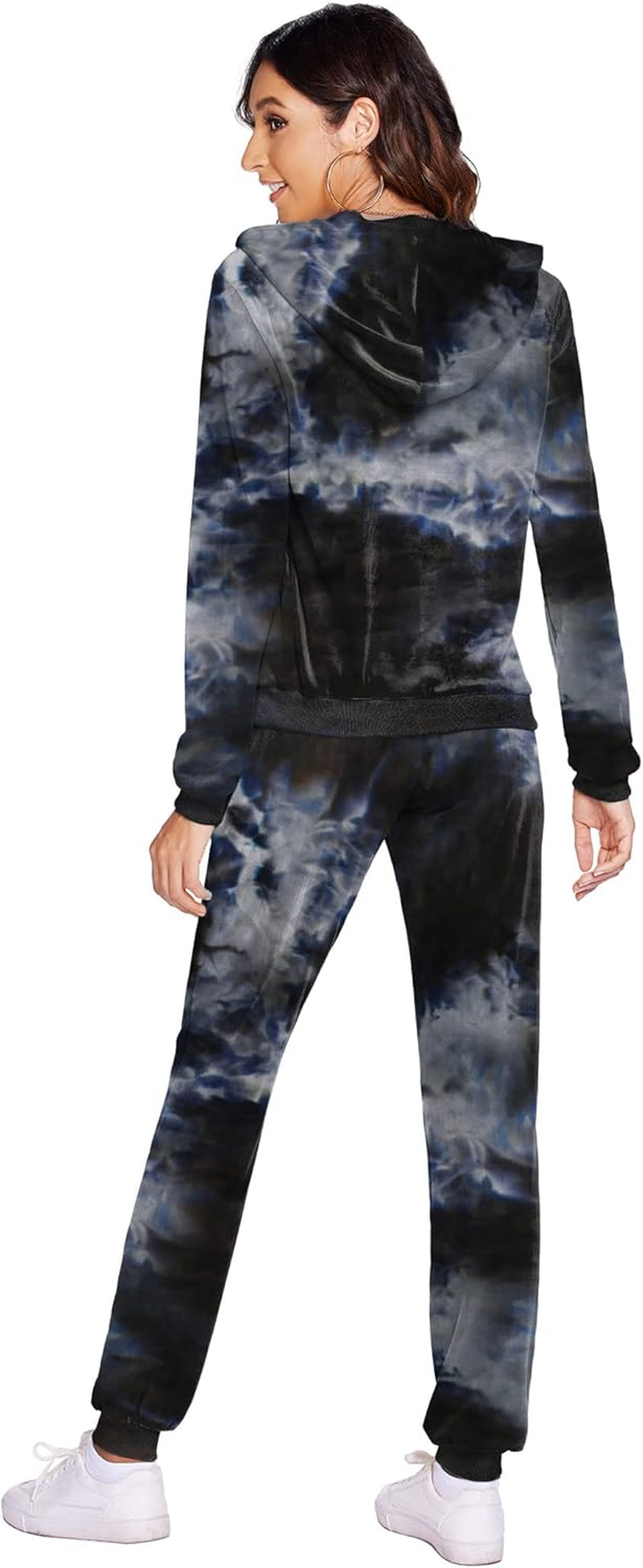 Tie Dye Two Piece Outfits for Women Velour Sweatsuit Lounge Sets Joggers Suit Royal Blue Xxl