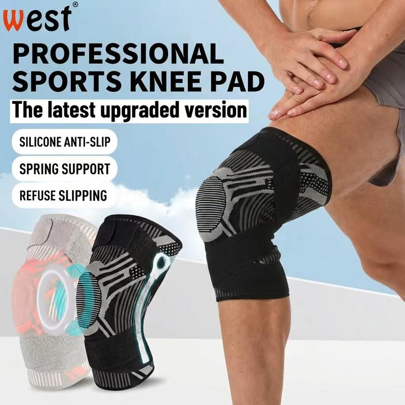Sports Protective Gear Sports Knee Brace with Side Spring Stabilizers & Patella Gel Pads - Anti-Slip Adjustable Compression Sleeve for Meniscus Tear, Arthritis, Running, & Gym