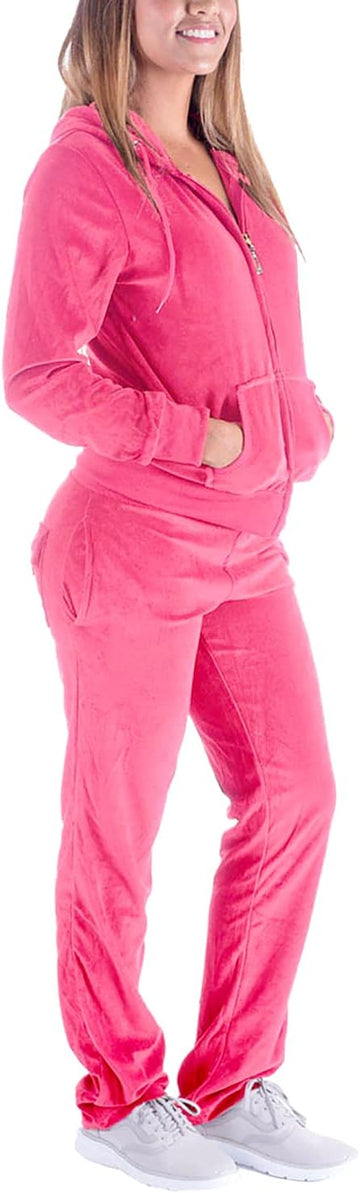 Velour Tracksuit Womens 2 Pieces Joggers Outfits Jogging Sweatsuits Set Soft Sports Sweat Suits Pants