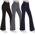 3-Pack Flare Leggings for Women- Crossover Yoga Pants Women’S Clothing Made in USA