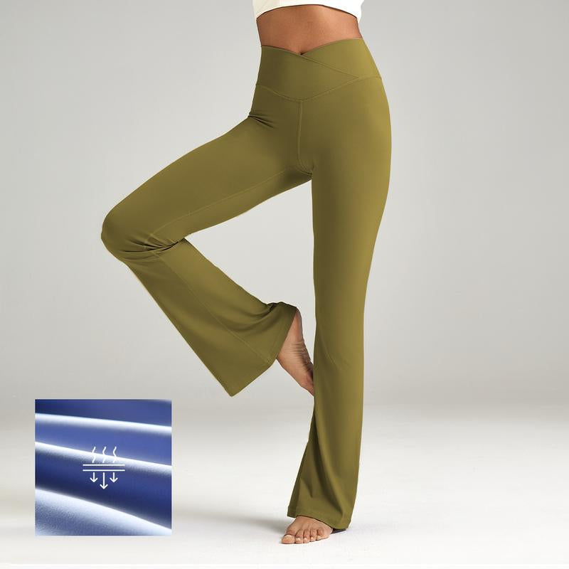 ESOFT Women'S Crossover Flare Leggings, High Waisted Wide Leg Flared Yoga Pants Outdoorfun