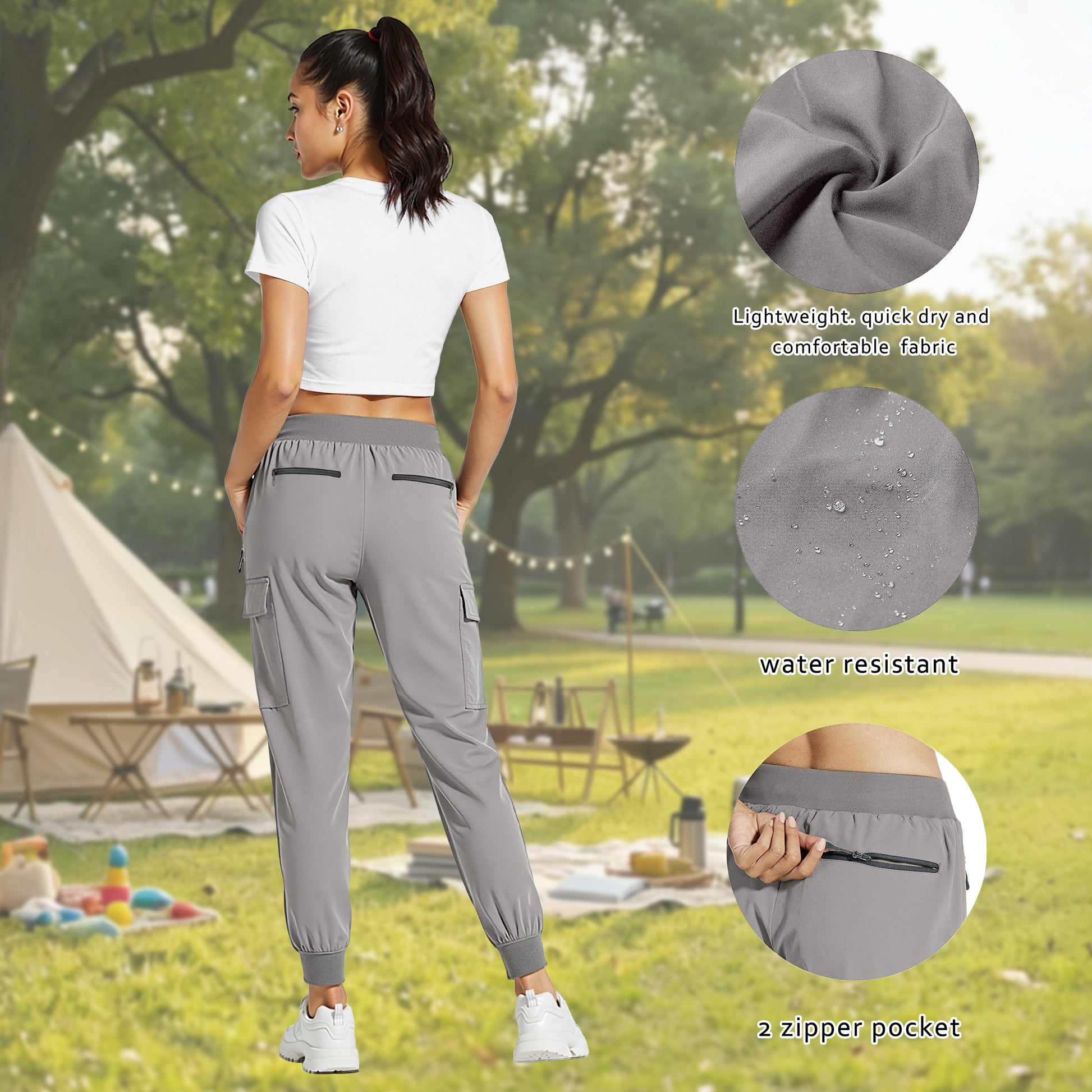 Women Cargo Hiking Pants Lightweight Joggers Women Workout Pants Outdoor Quick Dry Lounge Trousers