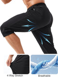 Men'S 3/4 Capri Joggers Running Athletic Gym Workout Long Shorts Cotton below Knee Pants with Zipper Pockets