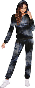 Tie Dye Two Piece Outfits for Women Velour Sweatsuit Lounge Sets Joggers Suit Royal Blue Xxl