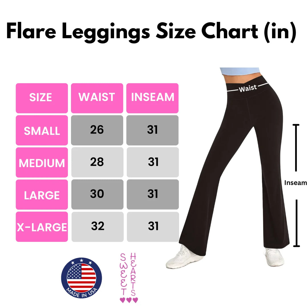 3-Pack Flare Leggings for Women- Crossover Yoga Pants Women’S Clothing Made in USA