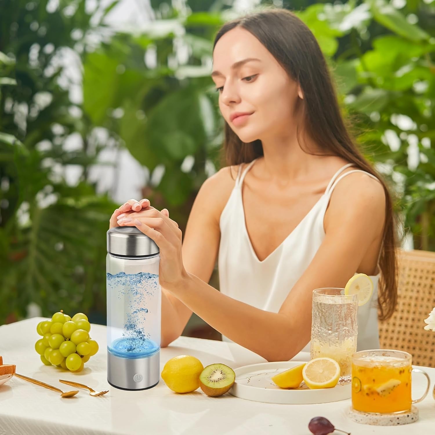 A2 Hydrogen Water Bottle,420Ml Glass Hydrogen Water Generator Rechargeable Hydro