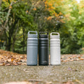 2 Lids Sports Stainless Steel Water Bottles – Wide Mouth Vacuum Insulated Reusable Leak Proof Bpa-Free Travel Metal Canteen, Thermal Bottles for Men Women Gym (Midnight Black 24 Oz)