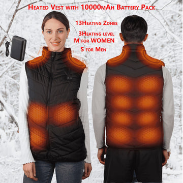 Electric Heated Vest with 10000Mah Battery Pack for Men and Women,M