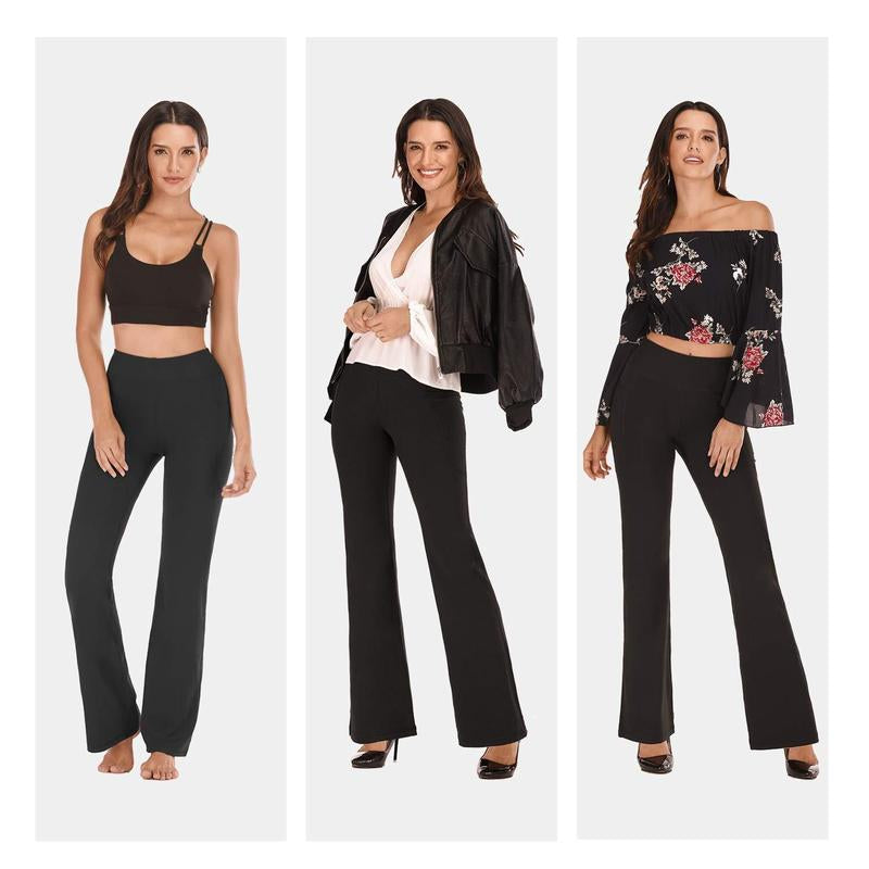 Flare Yoga Pants with Pockets for Women,High Waisted V Crossover Bootcut Yoga Leggings Stretchy Casual Workout Pants Fabric Nylon Womenswear Bottom