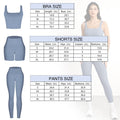 CHRLEISURE 3 Piece Workout Sets for Women High Waisted Leggings with Pockets Tummy Control Biker Shorts Yoga Sports Bra