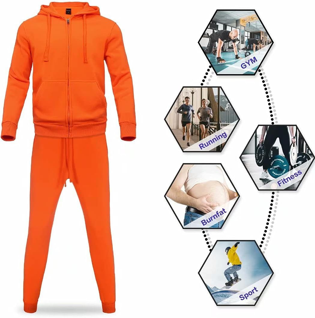 Men'S Hoodie Sweatsuit Full-Zip Thick Fleece Track Suits Casual Jogger Set Outdoor Sportswear
