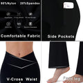 Flare Yoga Pants with Pockets for Women,High Waisted V Crossover Bootcut Yoga Leggings Stretchy Casual Workout Pants Fabric Nylon Womenswear Bottom