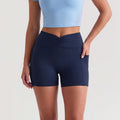 OQQ Women'S High-Waisted Yoga Shorts Side Pocket Design Fitness Shorts Running Yoga Gym Shorts Basic Minimalist Bottoms